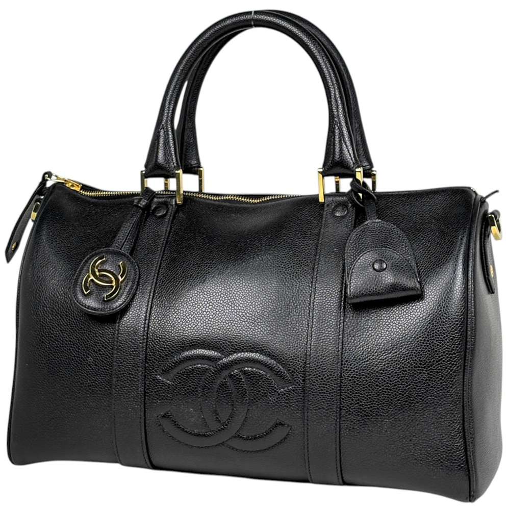 Chanel CHANEL Handbag Coco Mark 2WAY Mini Boston Caviar Leather Black Women's